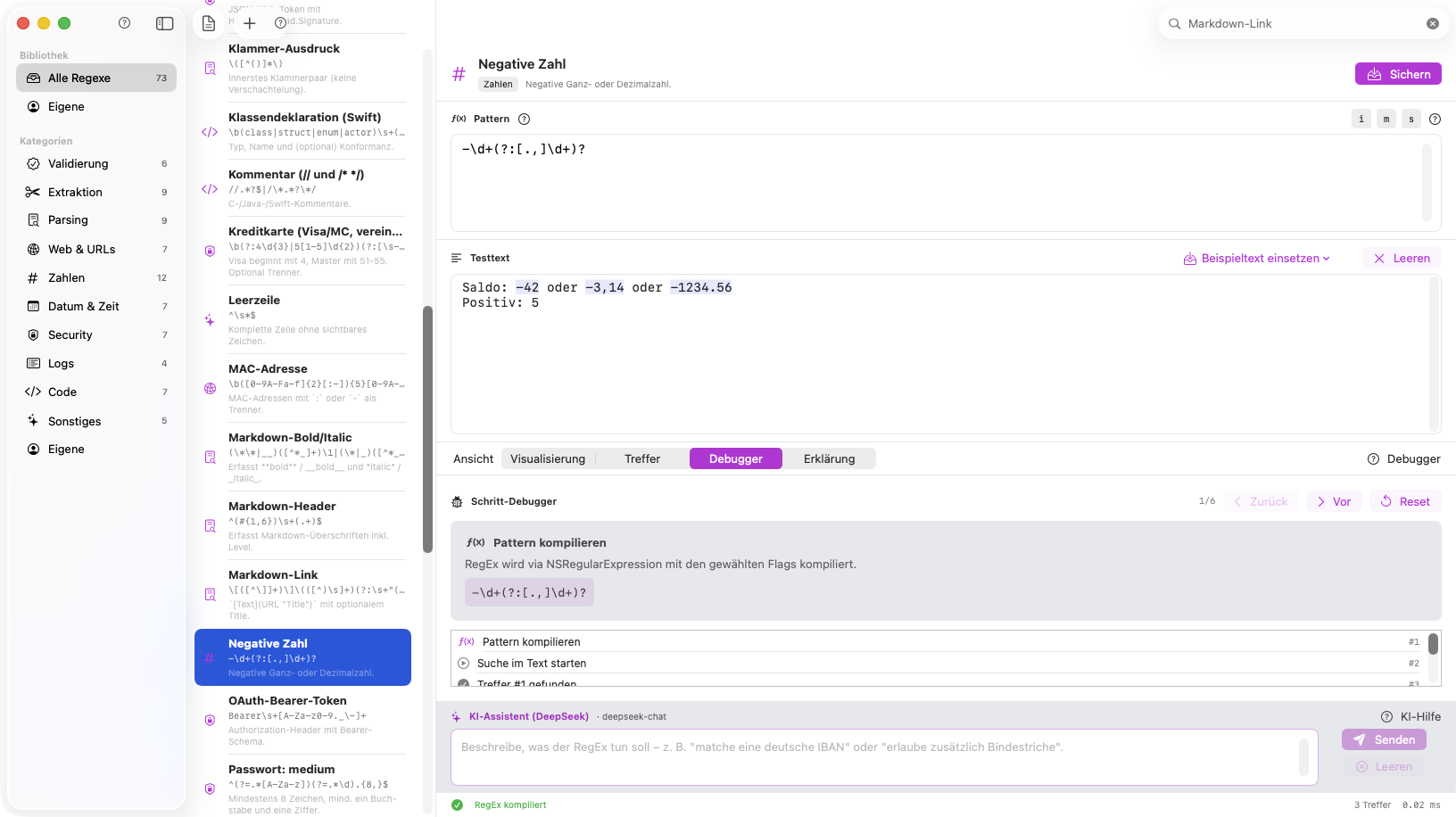 Debugger für Markdown-Link