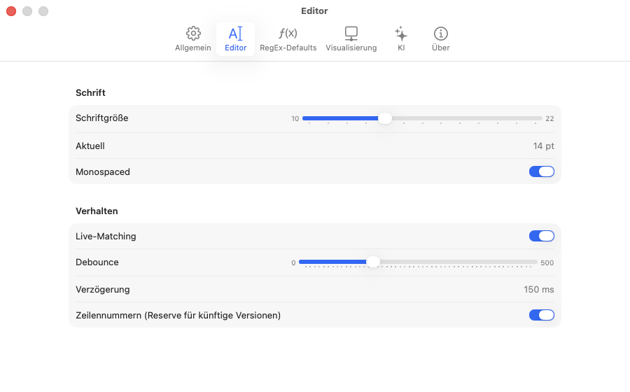 Einstellungen — Editor